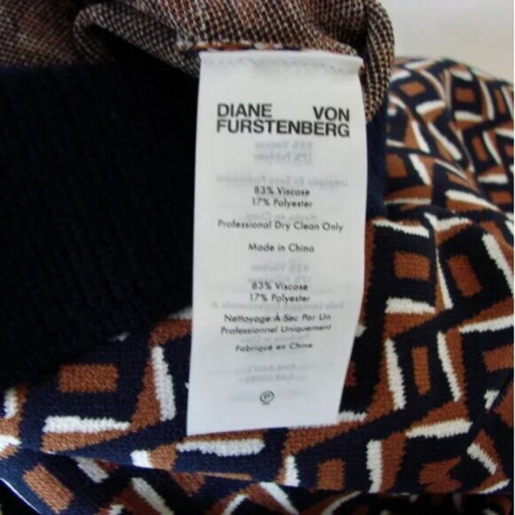 DVF Diane Von Furstenberg Mini Dress Milena Zig Zag Camel Knit Office Small NEW - Picture 15 of 15